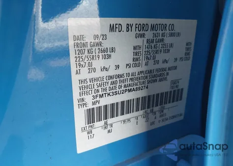 2023 Ford Mustang Mach-E Premium из США, поврежденный, VIN 3FMTK3SU2PMA89274